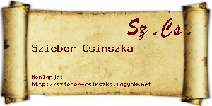 Szieber Csinszka névjegykártya